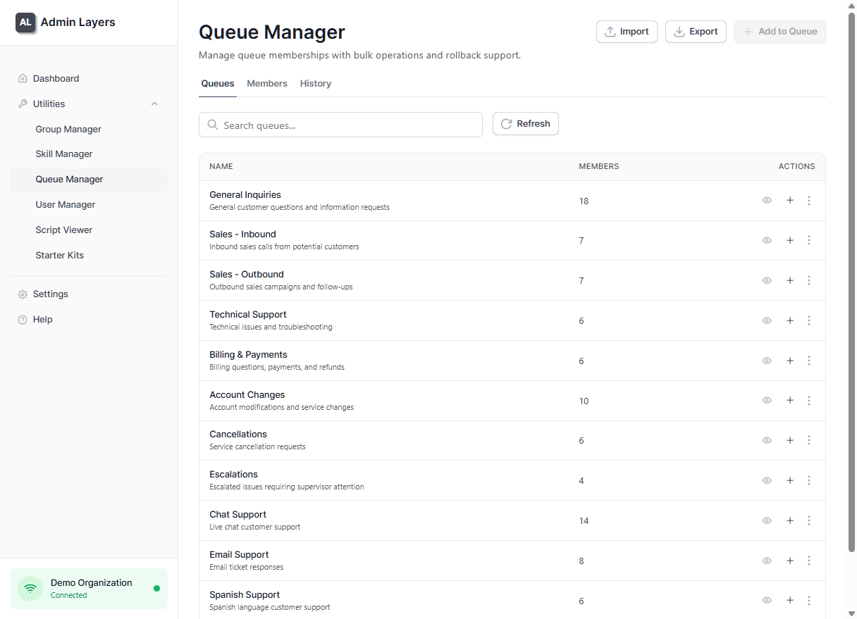 Queue Manager - Manage queue membership